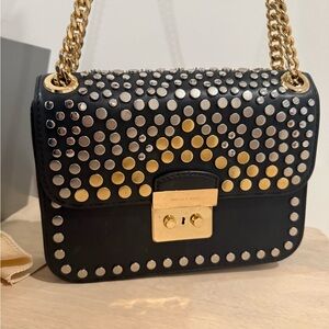 Michael Kors Black Crossbody Bag with Gold and Silver Studs